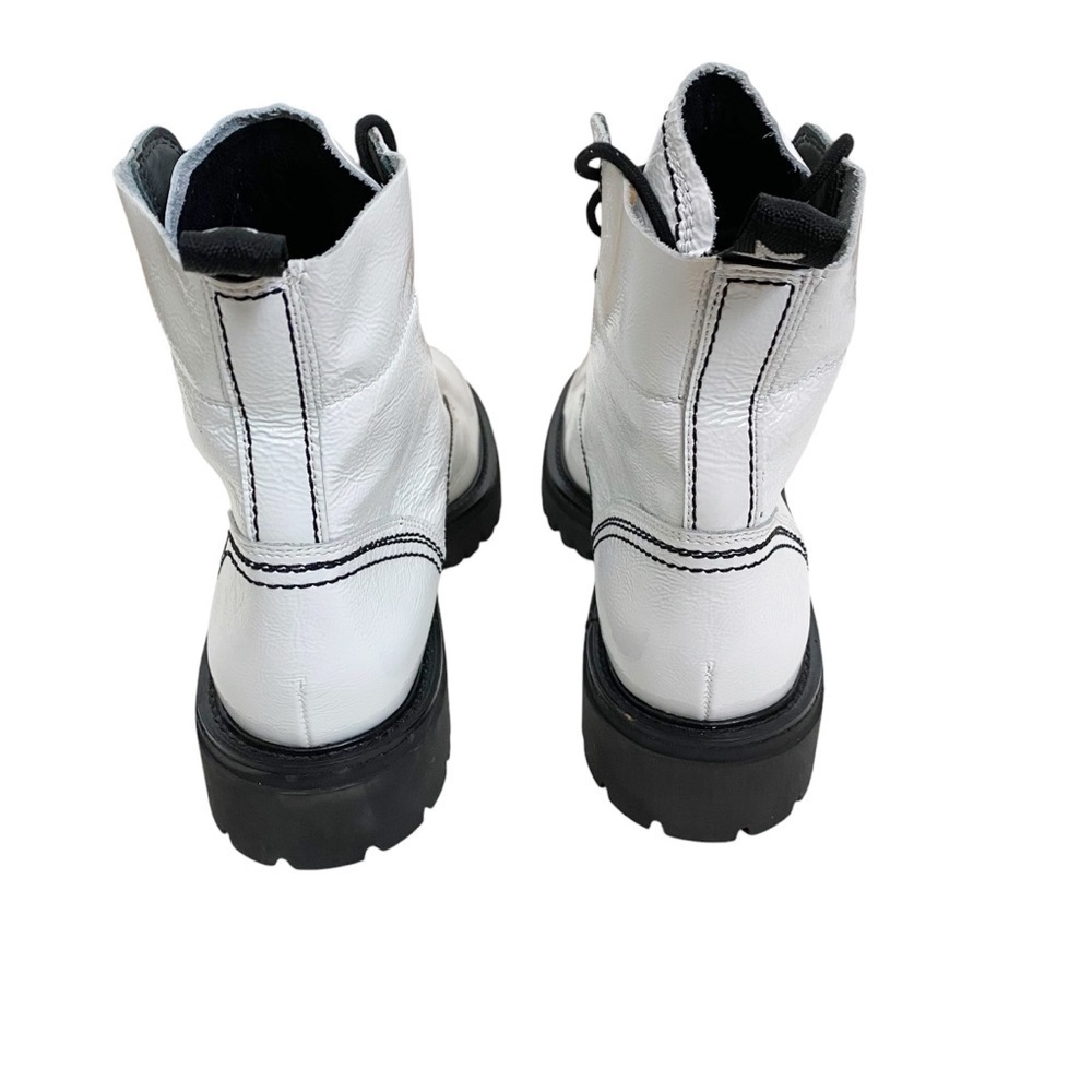New! Paul Green White Combat Patent Boots Moto - Picture 6 of 7